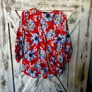 West Kei floral faux wrap top